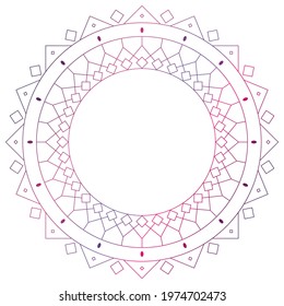 Circle frame in form of mandala. Pattern for Henna Mehndi or tattoo decoration. Decorative ornament in ethnic oriental style, vector illustration.