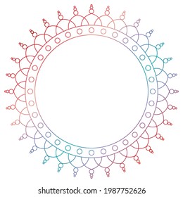 Circle frame in form of mandala. Pattern for Henna Mehndi or tattoo decoration. Decorative ornament in ethnic oriental style, vector illustration.