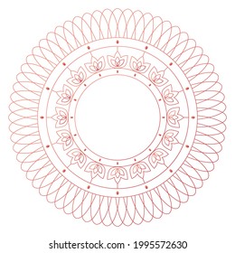 Circle frame in form of mandala. Pattern for Henna Mehndi or tattoo decoration. Decorative ornament in ethnic oriental style, vector illustration.