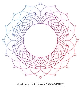 Circle frame in form of mandala. Pattern for Henna Mehndi or tattoo decoration. Decorative ornament in ethnic oriental style, vector illustration.