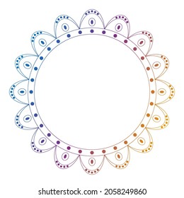 Circle frame in form of mandala. Pattern for Henna Mehndi or tattoo decoration. Decorative ornament in ethnic oriental style, vector illustration.