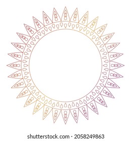 Circle frame in form of mandala. Pattern for Henna Mehndi or tattoo decoration. Decorative ornament in ethnic oriental style, vector illustration.