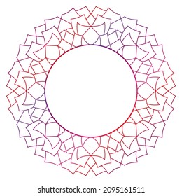 Circle frame in form of mandala. Pattern for Henna Mehndi or tattoo decoration. Decorative ornament in ethnic oriental style, vector illustration.