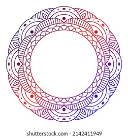 Circle frame in form of mandala. Pattern for Henna Mehndi or tattoo decoration. Decorative ornament in ethnic oriental style, vector illustration.