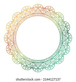 Circle frame in form of mandala. Pattern for Henna Mehndi or tattoo decoration. Decorative ornament in ethnic oriental style, vector illustration.