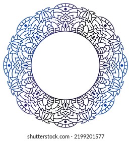 Circle frame in form of mandala. Pattern for Henna Mehndi or tattoo decoration. Decorative ornament in ethnic oriental style, vector illustration.
