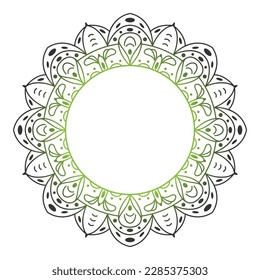 Circle frame in form of mandala. Pattern for Henna Mehndi or tattoo decoration. Decorative ornament in ethnic oriental style, vector illustration.