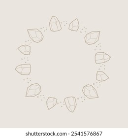 Quadro Círculo De Gemas Contornos Moda Dourada Cristais Místicos Esotéricos Diamante Em Diferentes Formas Logotipo Boho Elementos Isolados Vetor Design