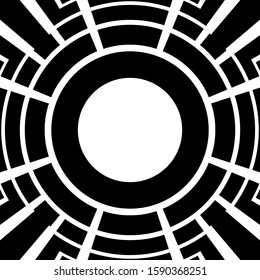 Circle frame. Geometric black and white background. Vector art.