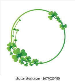 Circle frame of green clover leaf vector illustration design 