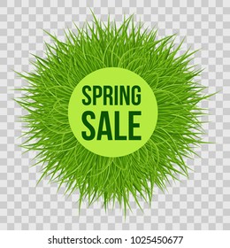 Circle Frame with Green Grass on Transparent Background