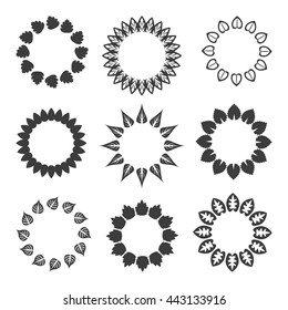 Circle frame of green leaves isolated on white background. ECO illustration. Nature set. BIO design