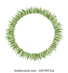 Circle frame with hand drawn green grass.