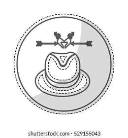 circle frame with hat over white background. hipster style design. vector illustration
