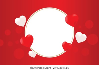 circle frame with heart shaped balloons background 
