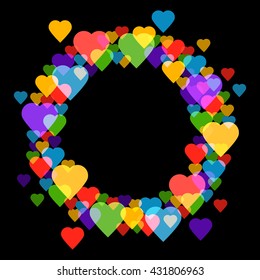 Circle frame with hearts on white background for your text. It is easy to edit. vector illustration.
