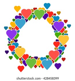 Circle frame with hearts for your text. It is easy to edit. vector illustration.