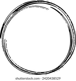 Circle frame icon, grunge element border background shape template for decorative doodle for design illustration
