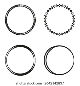 Circle frame icon. Thin line border. Round shape vector. Simple outline symbol.