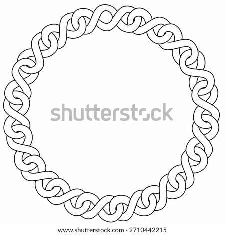 circle frame of Infinity link with outline,copy space,elegant decorative border for design,logo, certificate, tattoo, invitation, and mandala design, text