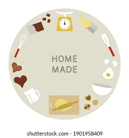 Circle frame of kitchen tools for sweets