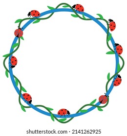 circle frame with ladybugs and ivy 