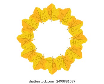 Circle Frame Leaves Autumn Background