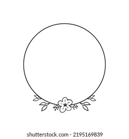 Circle Rahmen mit Blättern. Geringfügiger Dudelstil. Natur und Bio-Dekoration.