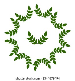 Circle Frame from Leaves. Wedding decorations, invitations. Green Silhouette. Vector illustration for Your Design, Web.