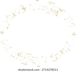 Marco circular hecho de un trazo de pincel áspero, anillo angustiado con salpicaduras dispersas y textura desgastada. Símbolo de énfasis, resaltado, enfoque e insignia para el diseño. Ilustración vectorial de dibujos animados.