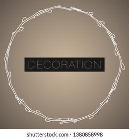 Circle frame made of white handdrawn willow branches. Easter decoration vector illustration