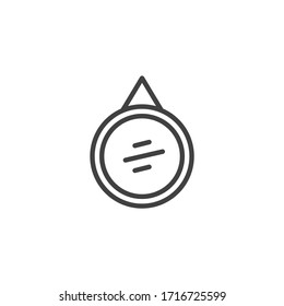 Circle frame mirror line icon. linear style sign for mobile concept and web design. Wall Mirror with reflection outline vector icon. Symbol, logo illustration. Vector graphics