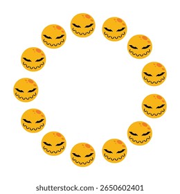 Circle frame. Moon and bats. Halloween design. Vector flat illustration isolated on a white background