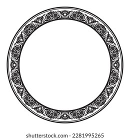 circle frame with ornamental motif on white background