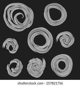 Circle frame painted with brush strokes. Abstract vector design element. 
