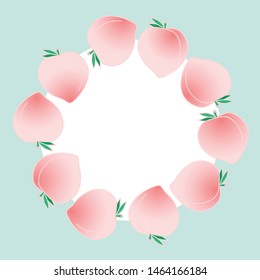 The circle frame of peaches with blank space for your text. Vector illustration. Template design for greeting cards, party invitations, flyers etc.