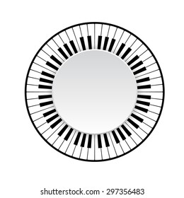 Circle frame of piano keyboard on white background. vector illustration