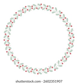 Circle Frame With Pink And Green Leaves Decoration