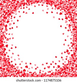 Circle frame with pink and red hearts