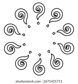 Circle frame question marks in doodle sketch style. Hand drawn vector illustration for education, presentations, cards, posters and modern creative projects.