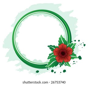 Circle frame with red flower