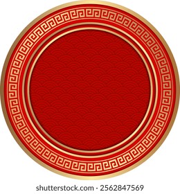 Circle frame with red and gold border for Chinese New Year.