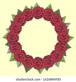 Circle frame of Red roses background vector illustration.
