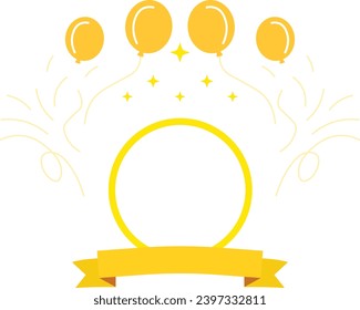 Circle Frame With Ribbon and Balloon for Celebration