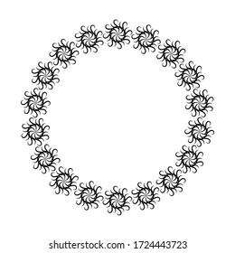 Rundrahmen mit romantischem Ornament. Handgezeichneter Stil. Signieren für Design .Vector Illustration.