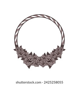 circle frame roses vintage vector illustration