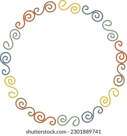 Circle frame round abstract border design shape icon for decorative vintage doodle element for design in vector illustration
