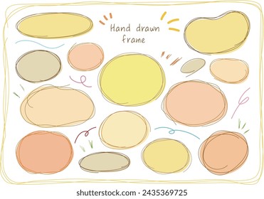 Circle frame set with hand-painted lines and yellowish colors