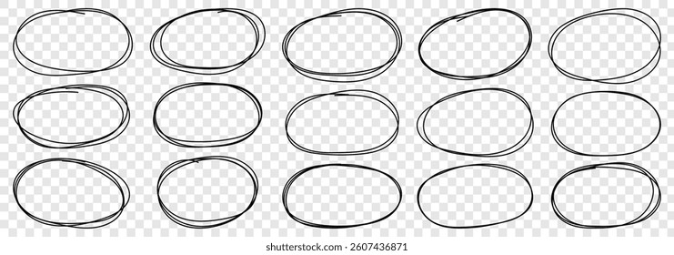 Circle frame set. Ovals of different widths. Highlight circle frames. Round frame set. Vector illustrator.
