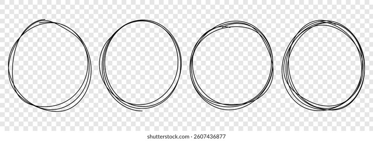 Circle frame set. Ovals of different widths. Highlight circle frames. Round frame set. Vector illustrator.